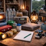 Hemberedskap i villa vid elavbrott med alternativ uppvärmning, vatten, mat, radio och laddning i garage