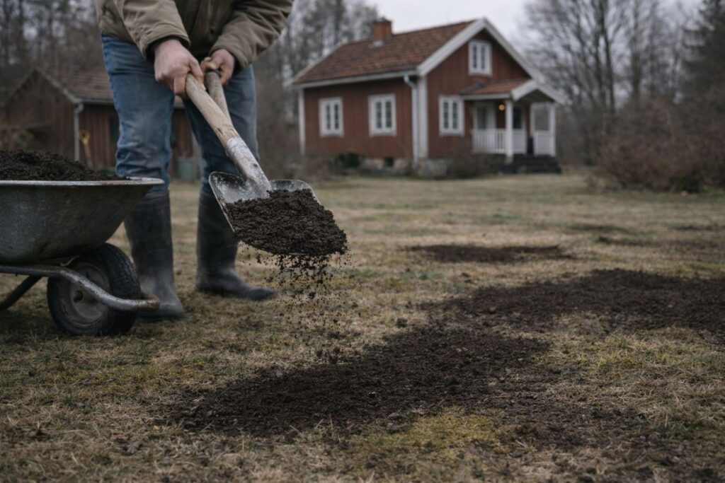 Topdressing av gräsmattan