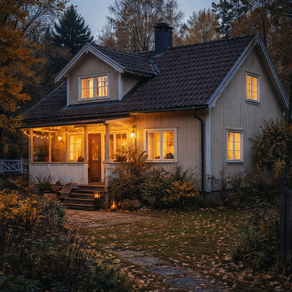 Villa i skymningsljus